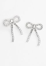 Rhinestone Embellished Bow Drop Earrings, C431, small