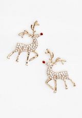 Rhinestone Embellished Reindeer Drop Earrings, C605, small