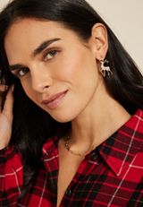 Rhinestone Embellished Reindeer Drop Earrings, C605, small