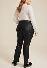 Plus Size edgely&trade; High Rise Black Coated Slim Straight Jean, C106, small