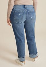 Plus Size edgely&trade; Mid Rise Cuffed Hem Relaxed Straight Jean, DARK SANDBLAST, small