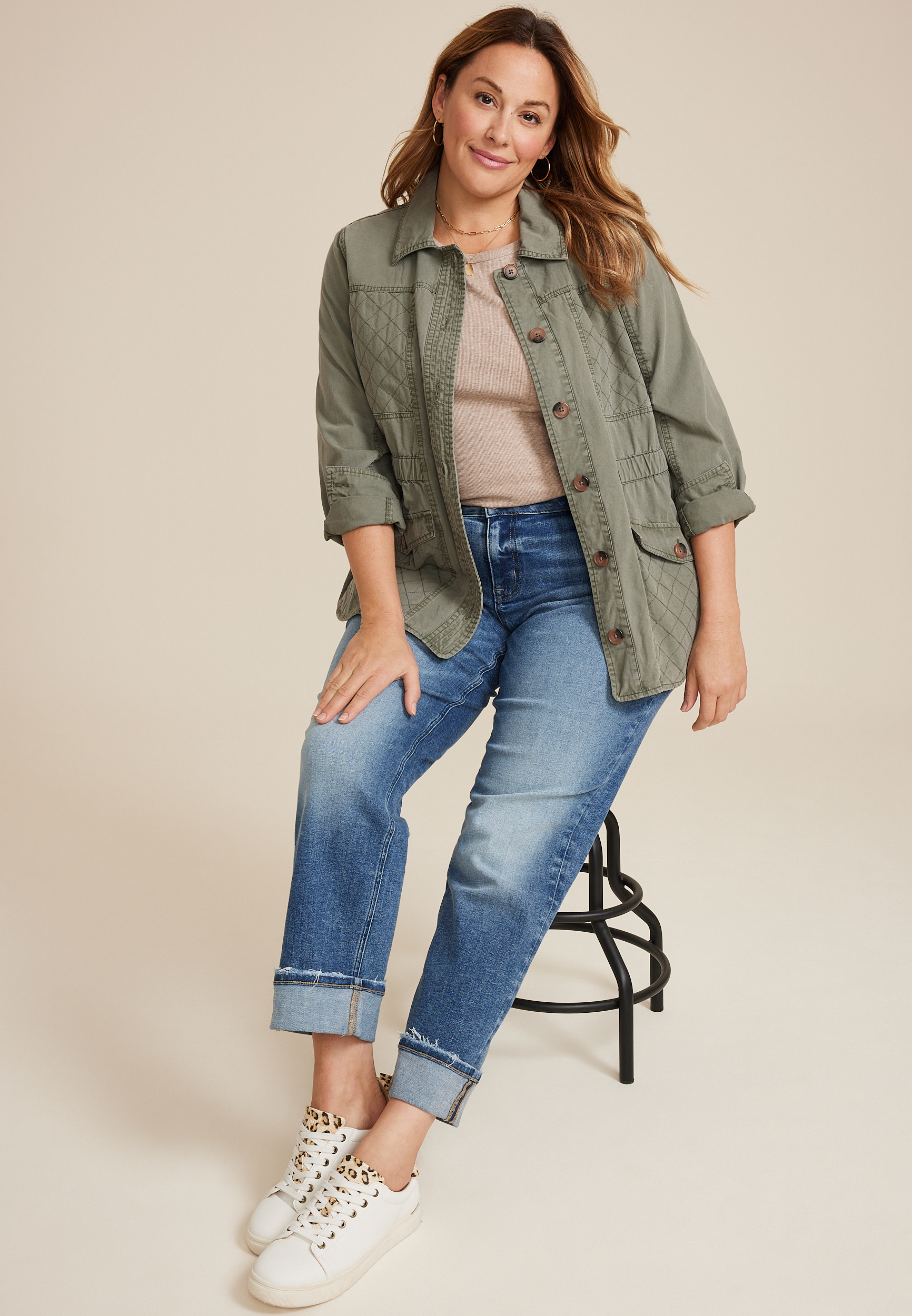 Plus Size edgely&trade; Mid Rise Cuffed Hem Relaxed Straight Jean, DARK SANDBLAST, large