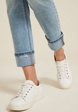 Light High Rise Sparkle Cuff Straight Ankle Jean, , small