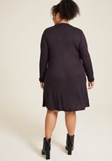 Plus Size 24/7 Mock Neck Long Sleeve Skater Dress, C106, small