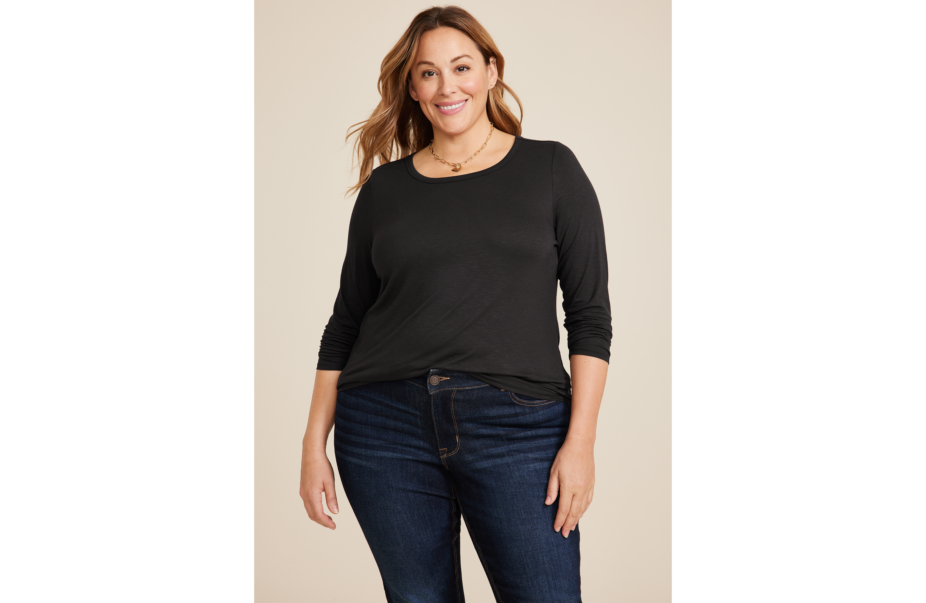 Plus 24/7 Kennedy Crew Neck Long Sleeve Tee