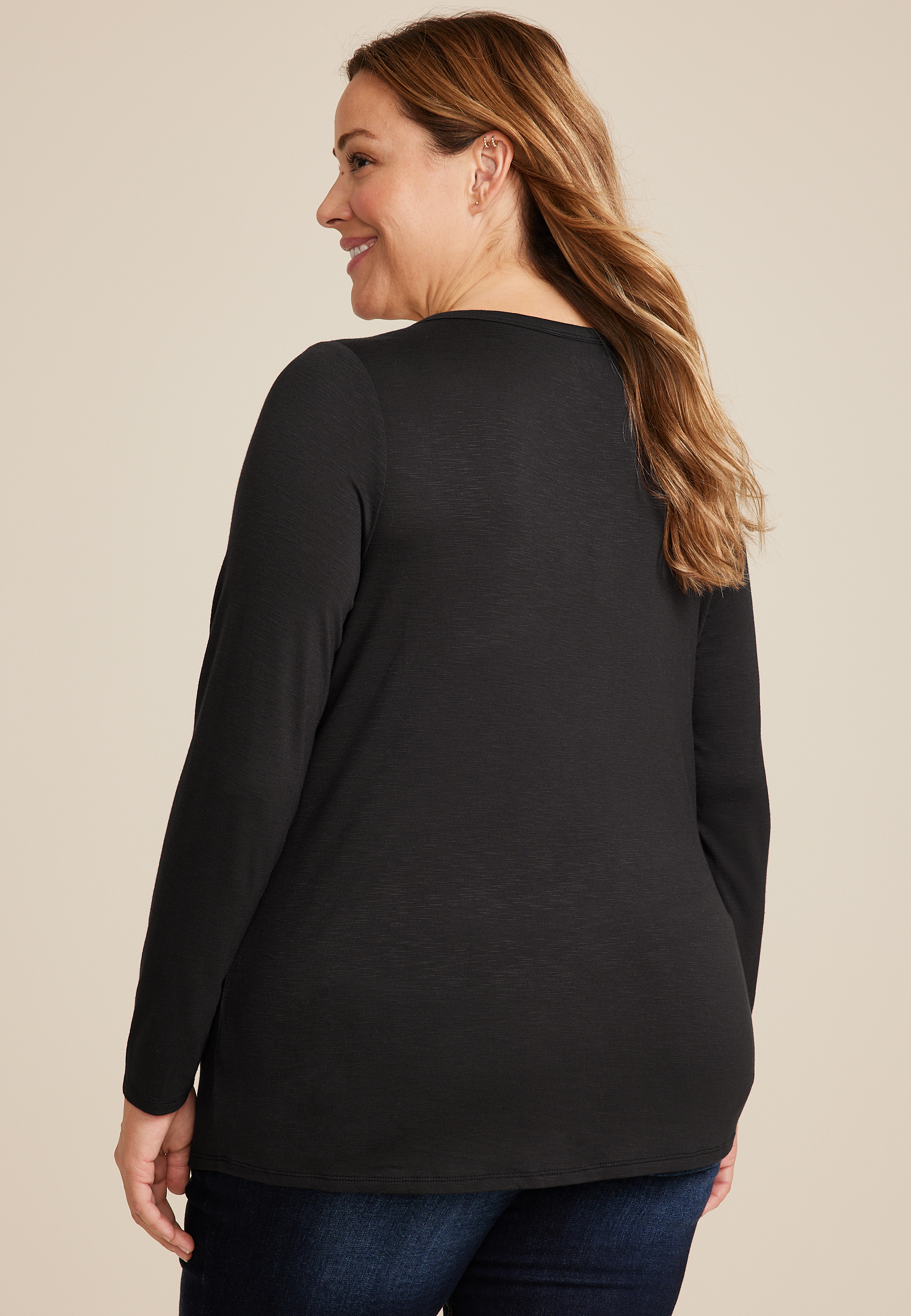 Plus 24/7 Kennedy Crew Neck Long Sleeve Tee