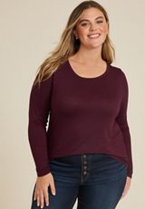 Plus Size 24/7 Kennedy Crew Neck Long Sleeve Tee, C4463, small