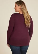 Plus Size 24/7 Kennedy Crew Neck Long Sleeve Tee, C4463, small