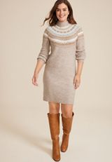 Fair Isle Sweater Dress, C9817, small