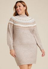 Plus Size Fair Isle Sweater Dress, C9817, small