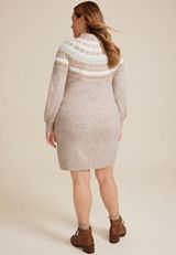 Plus Size Fair Isle Sweater Dress, C9817, small