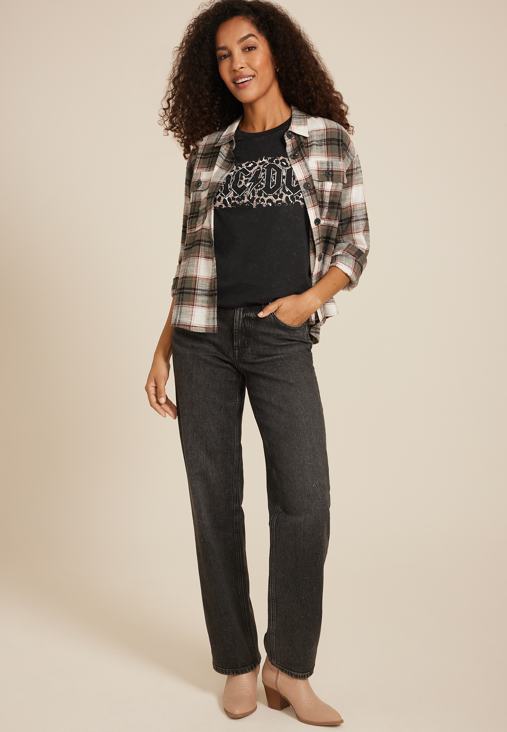 ACDC Animal Oversized Fit Graphic Tee, BLACK, large