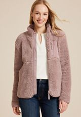 Favorite Sherpa Zip Up Jacket, TAUPE LATTE, small