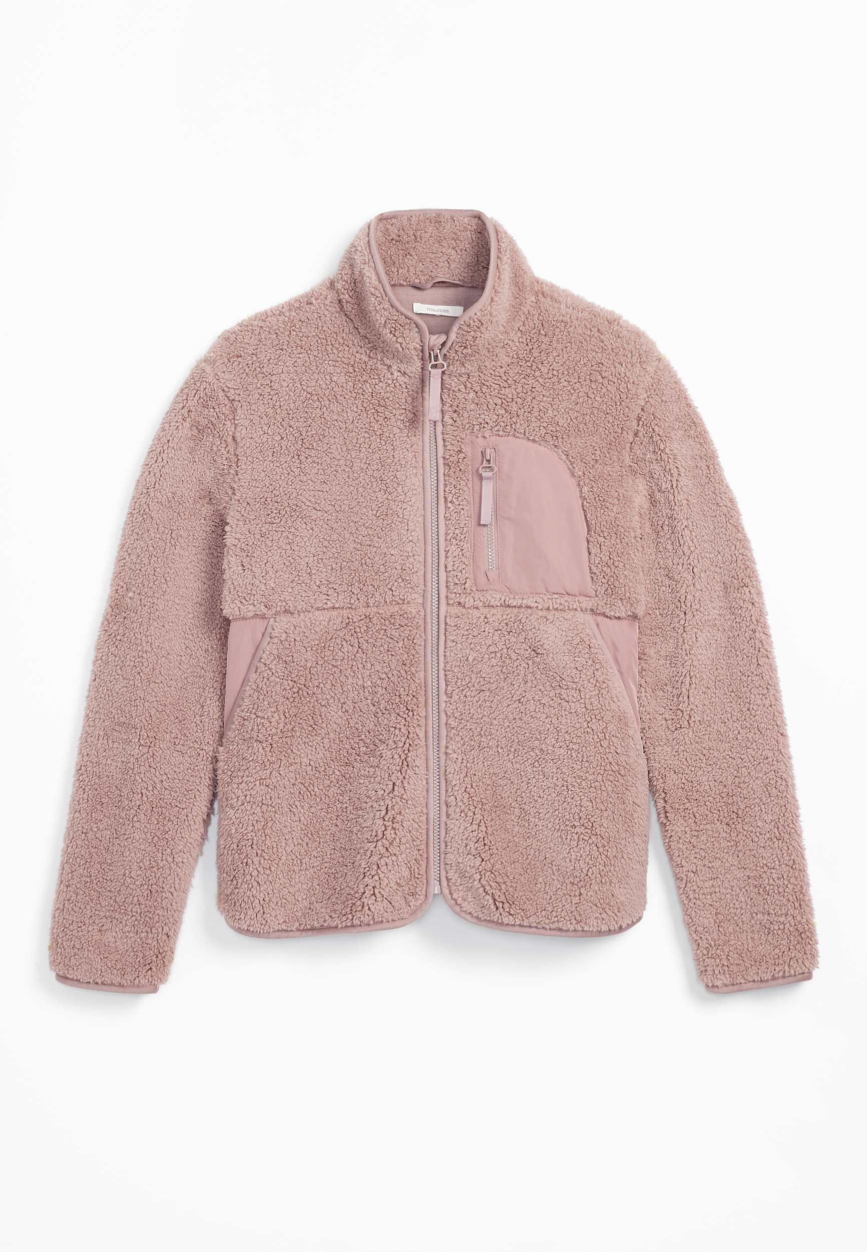 Favorite Sherpa Zip Up Jacket, TAUPE LATTE, large