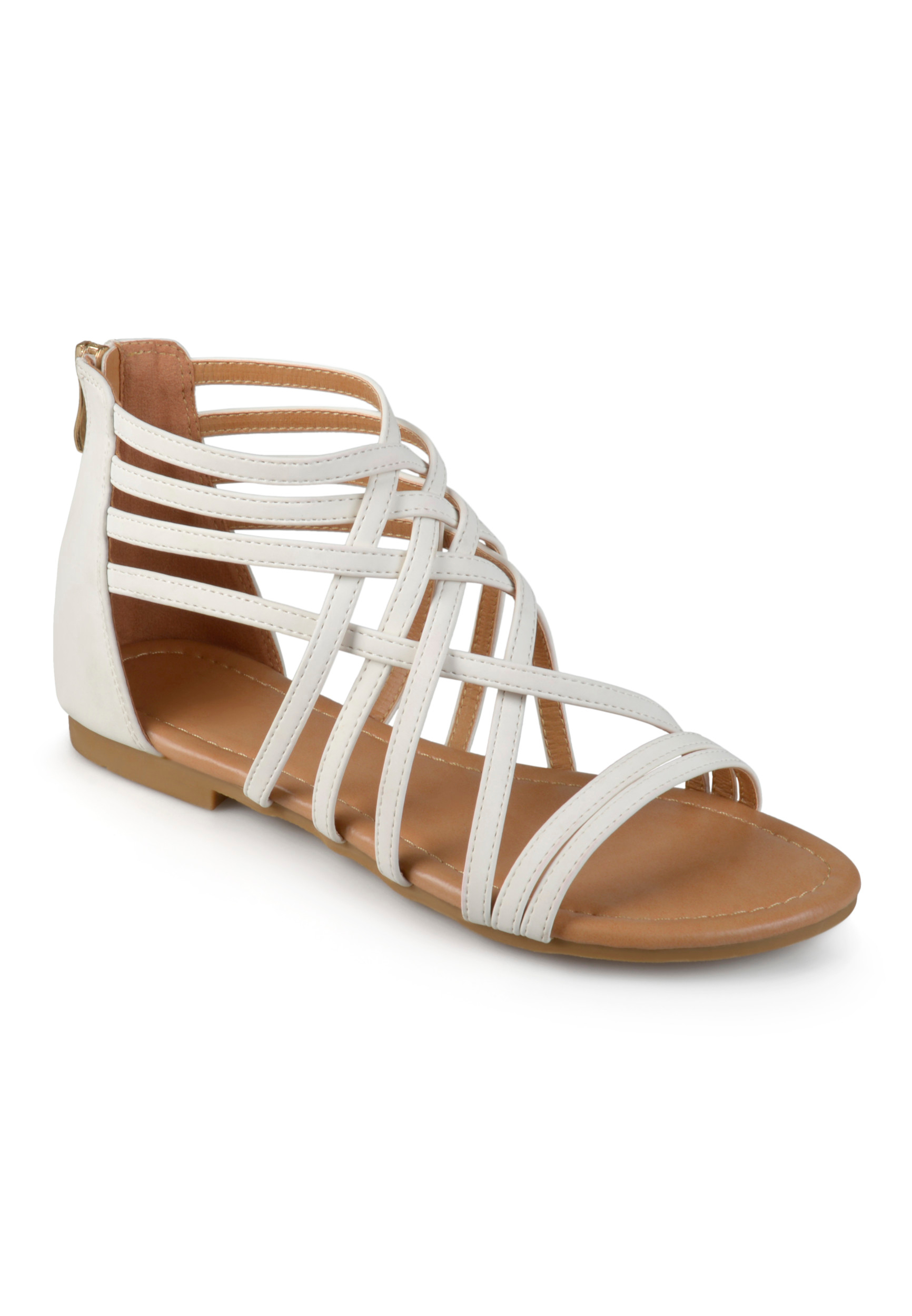 Journee Collection Women's Zailie Gladiator Sandals - Zipper Buckle Sandals With 1/2" Heel, Medium & Wide Widths