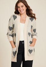 Heart Open Front Pocket Cardigan, C1756, small