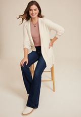 Teddy Knit Pocket Cardigan, COFFEE CREAMER, small