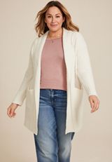 Plus Size Teddy Knit Pocket Cardigan, C9747, small