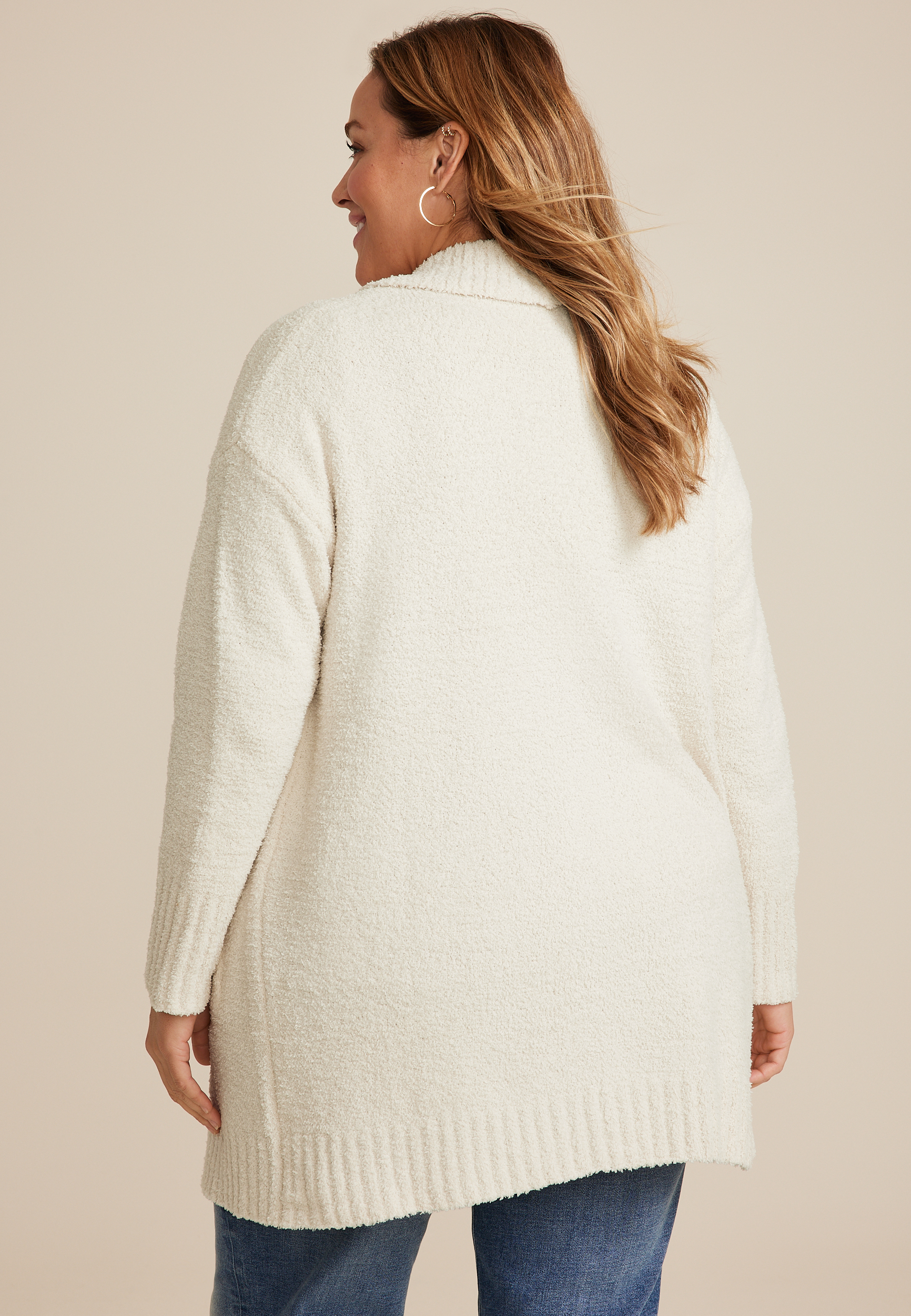 Plus Size Teddy Knit Pocket Cardigan, C9747, large