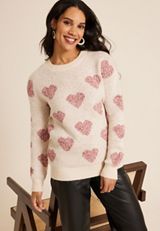 Heart Crew Neck Sweater, C4813, small