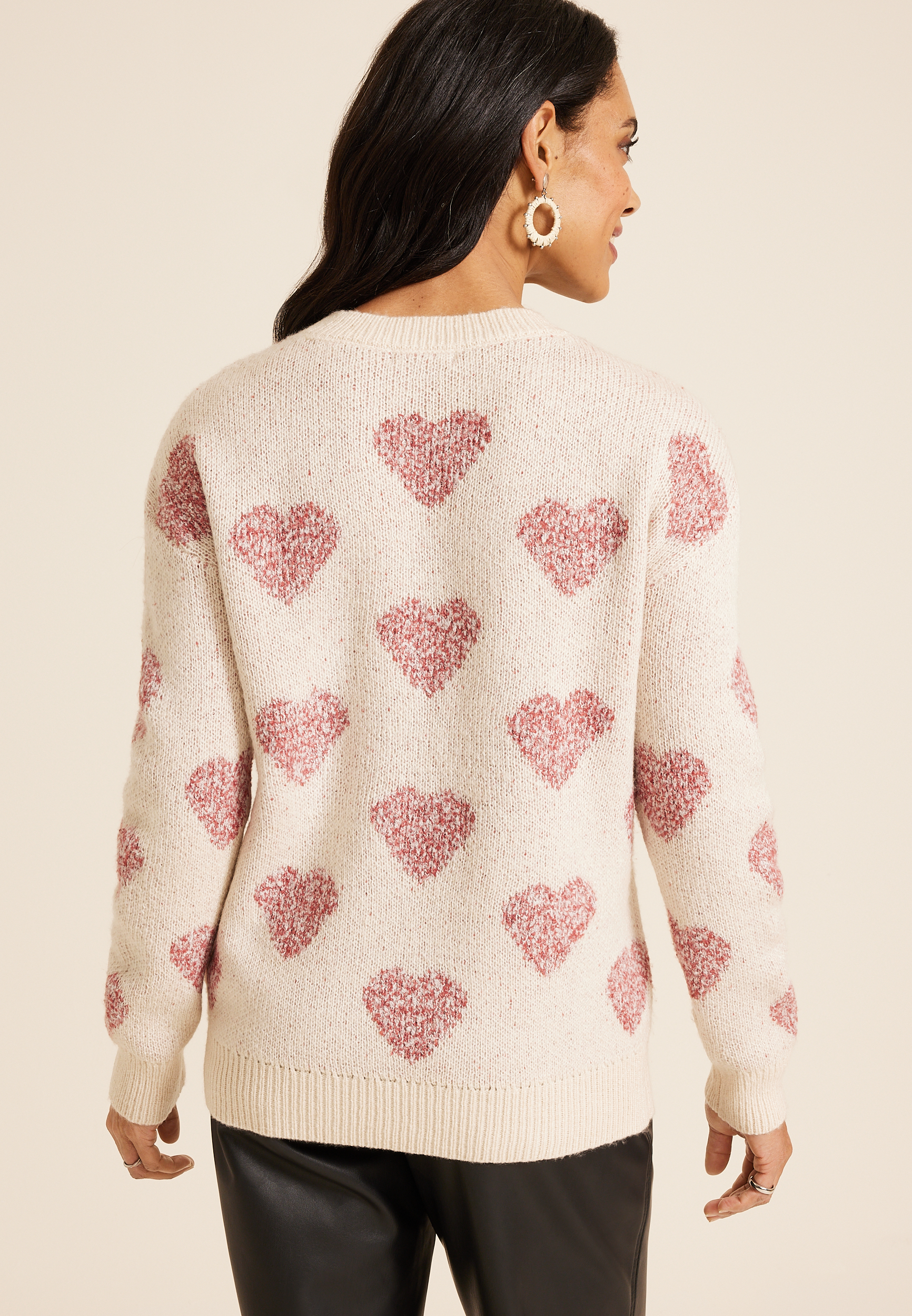 Heart Crew Neck Sweater, C4813, large