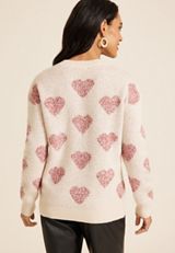 Heart Crew Neck Sweater, C4813, small