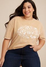 Plus Size Amazing Grace Classic Fit Graphic Tee, GOLD, small