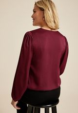 Bubble Hem Long Sleeve Blouse, C830, small
