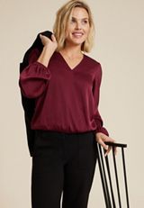 Bubble Hem Long Sleeve Blouse, C830, small