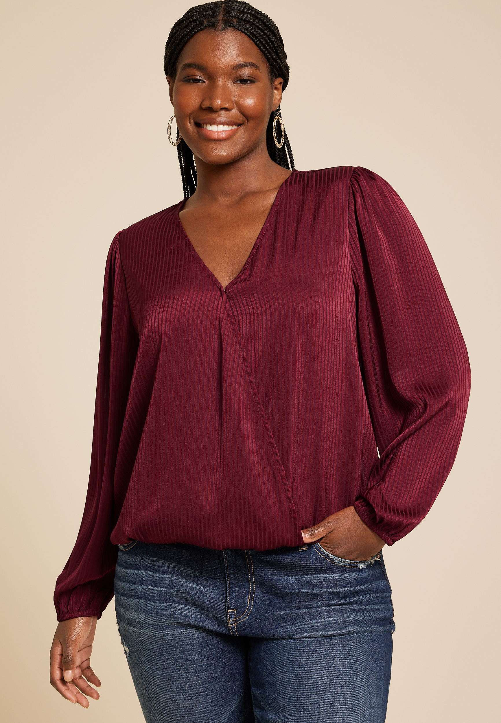 Plus size orders bubble hem blouse