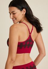 True Stretch Seamless Buffalo Plaid Bralette, REBEL RED COMBO, small