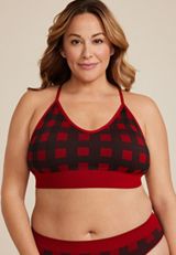 True Stretch Seamless Buffalo Plaid Bralette, REBEL RED COMBO, small