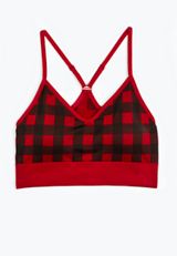True Stretch Seamless Buffalo Plaid Bralette, REBEL RED COMBO, small