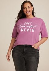 Plus Size Me Sarcastic Never Relaxed Fit Graphic Tee, C3744, small