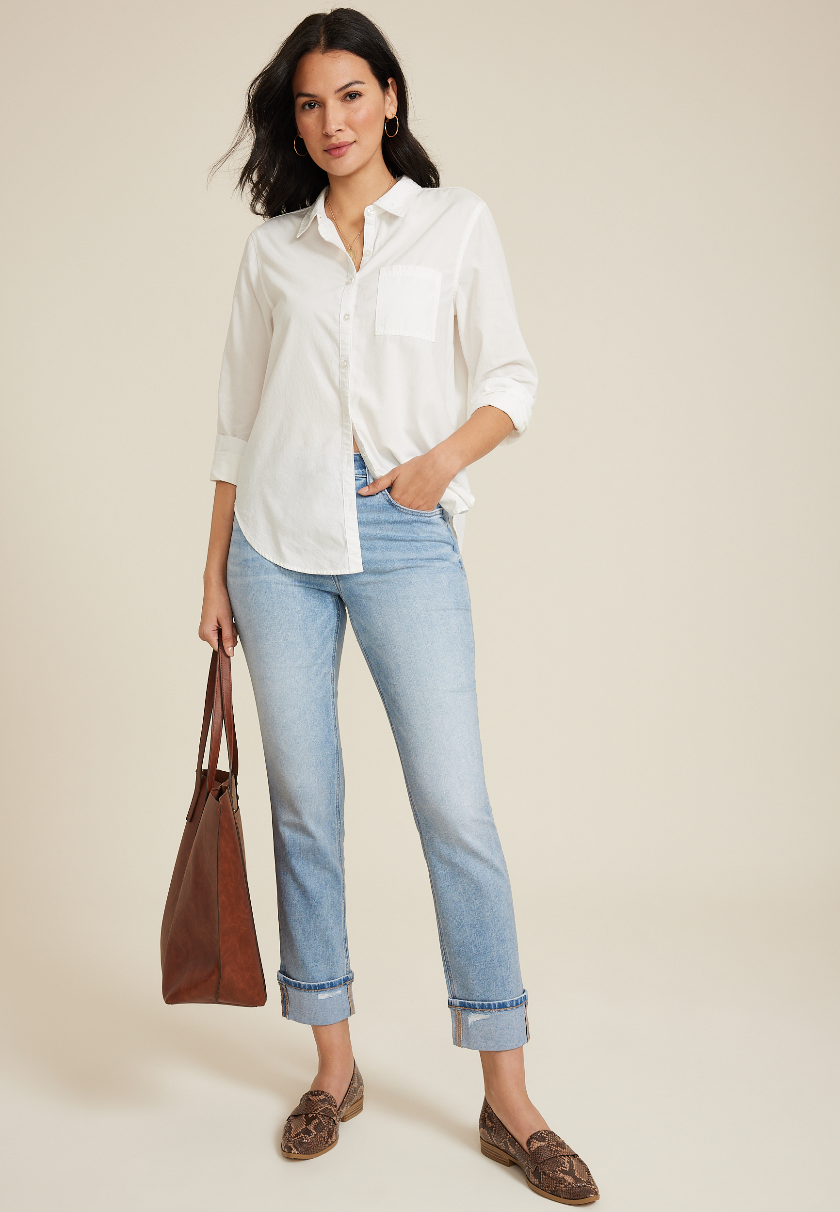 m jeans by maurices&trade; Cuffed High Rise Slim Straight Ankle Jean, C2806, large