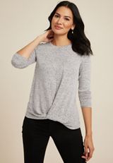 24/7 Austin Knot Hem Long Sleeve Tee, LIGHT HEATHER GRAY, small