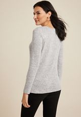 24/7 Austin Knot Hem Long Sleeve Tee, LIGHT HEATHER GRAY, small