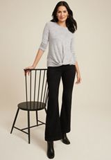 24/7 Austin Knot Hem Long Sleeve Tee, LIGHT HEATHER GRAY, small