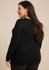 Plus Size 24/7 Austin Knot Hem Long Sleeve Tee, C106, small