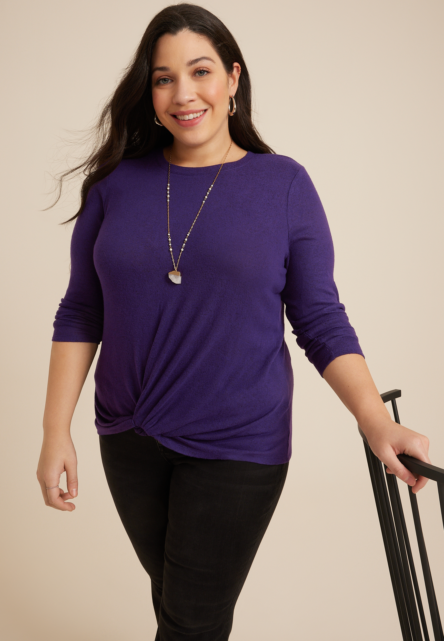 Purple plus size top best sale