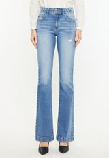 KanCan&trade; High Rise Double Button Wide Hem Flare Jean, MEDIUM SANDBLAST, small