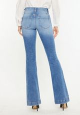 KanCan&trade; High Rise Double Button Wide Hem Flare Jean, MEDIUM SANDBLAST, small