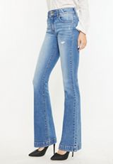 KanCan&trade; High Rise Double Button Wide Hem Flare Jean, MEDIUM SANDBLAST, small