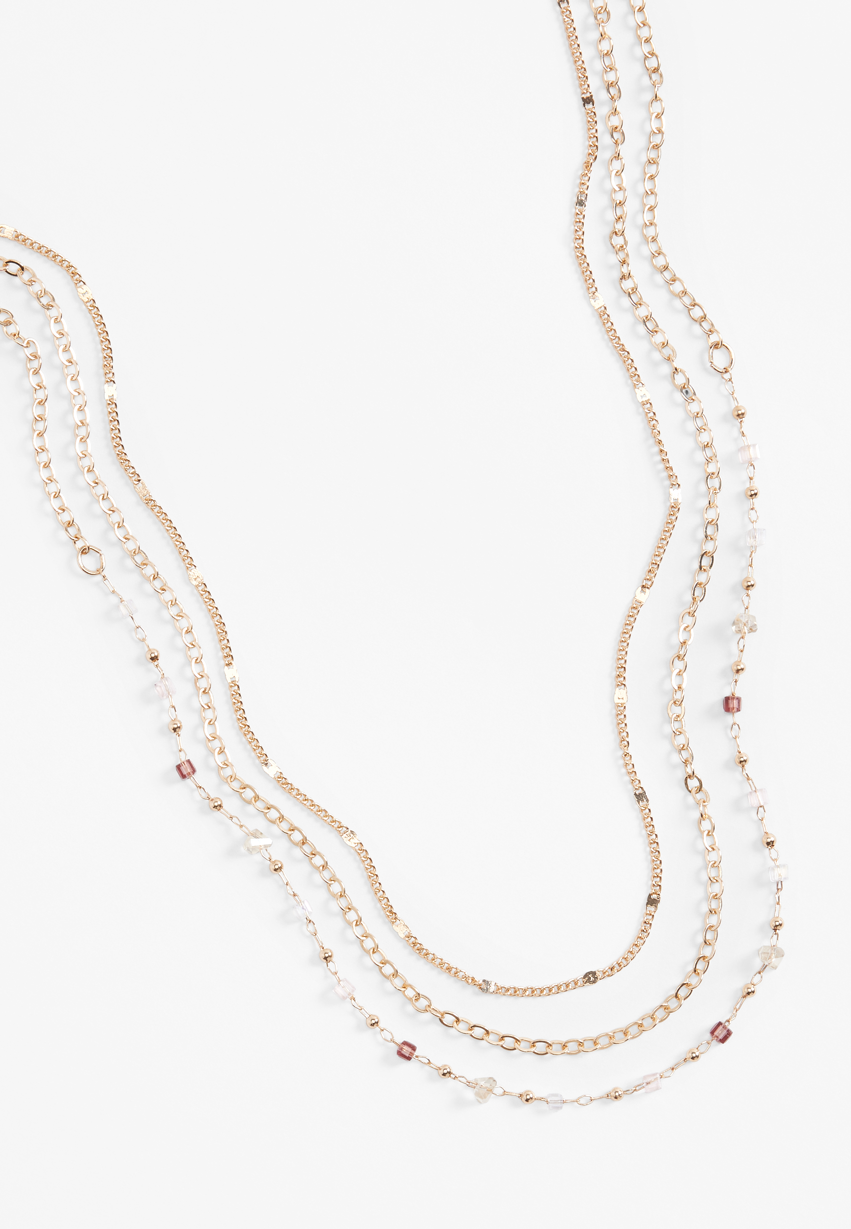 Gold Dainty Triple Beaded Layered Necklace