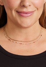 Gold Dainty Triple Beaded Layered Necklace, , small