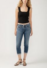 Silver Jeans Co.&reg; Britt Curvy Low Rise Raw Cuff Hem Cropped Jean, , small