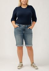 Plus Size Silver Jeans Co.&reg; Elyse Mid Rise Luxe Stretch Rolled Hem 9in Bermuda Short, C3337, small
