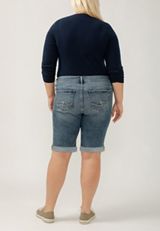Plus Size Silver Jeans Co.&reg; Elyse Mid Rise Luxe Stretch Rolled Hem 9in Bermuda Short, C3337, small