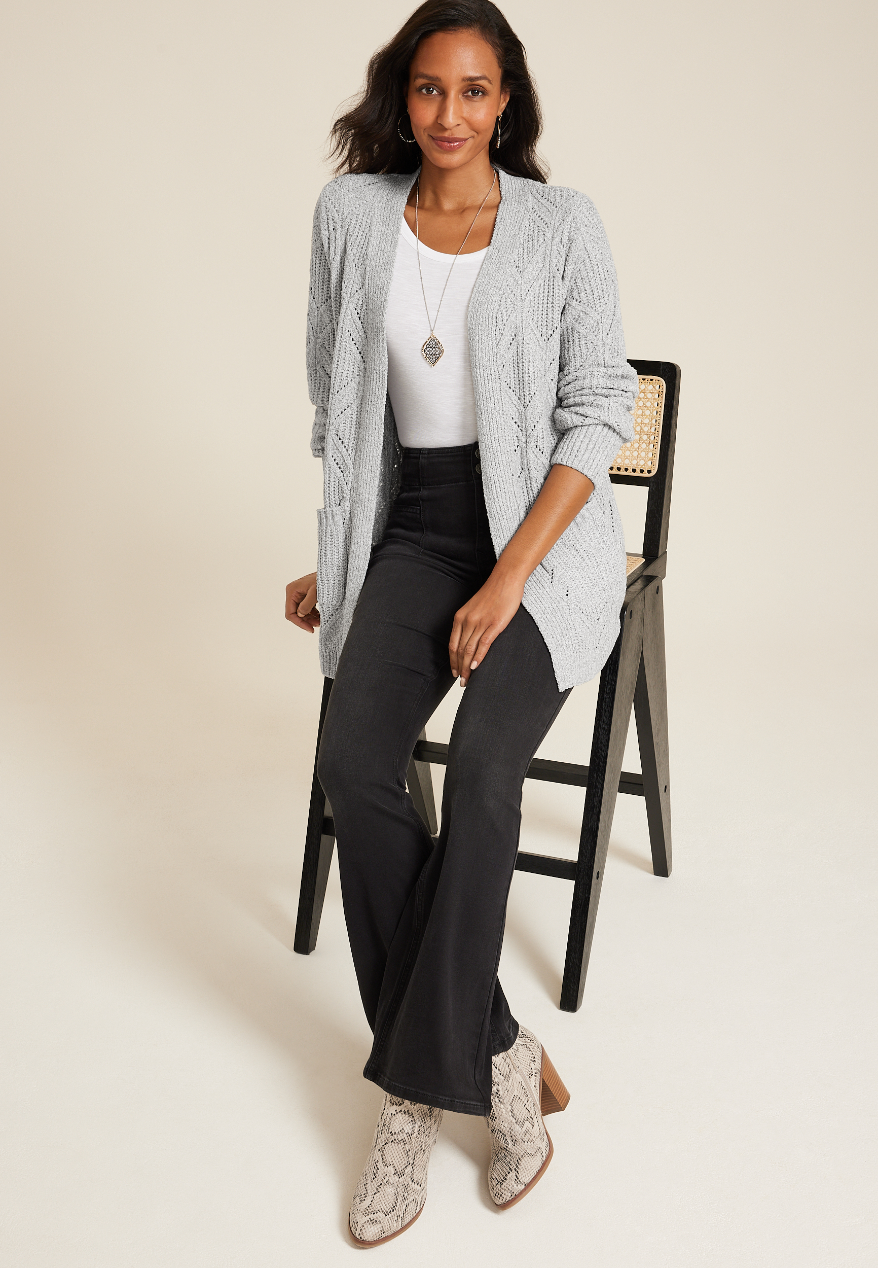 Diamond Stitch Pocket Cardigan