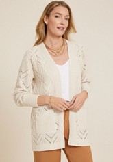 Cable Stitch Open Front Cardigan